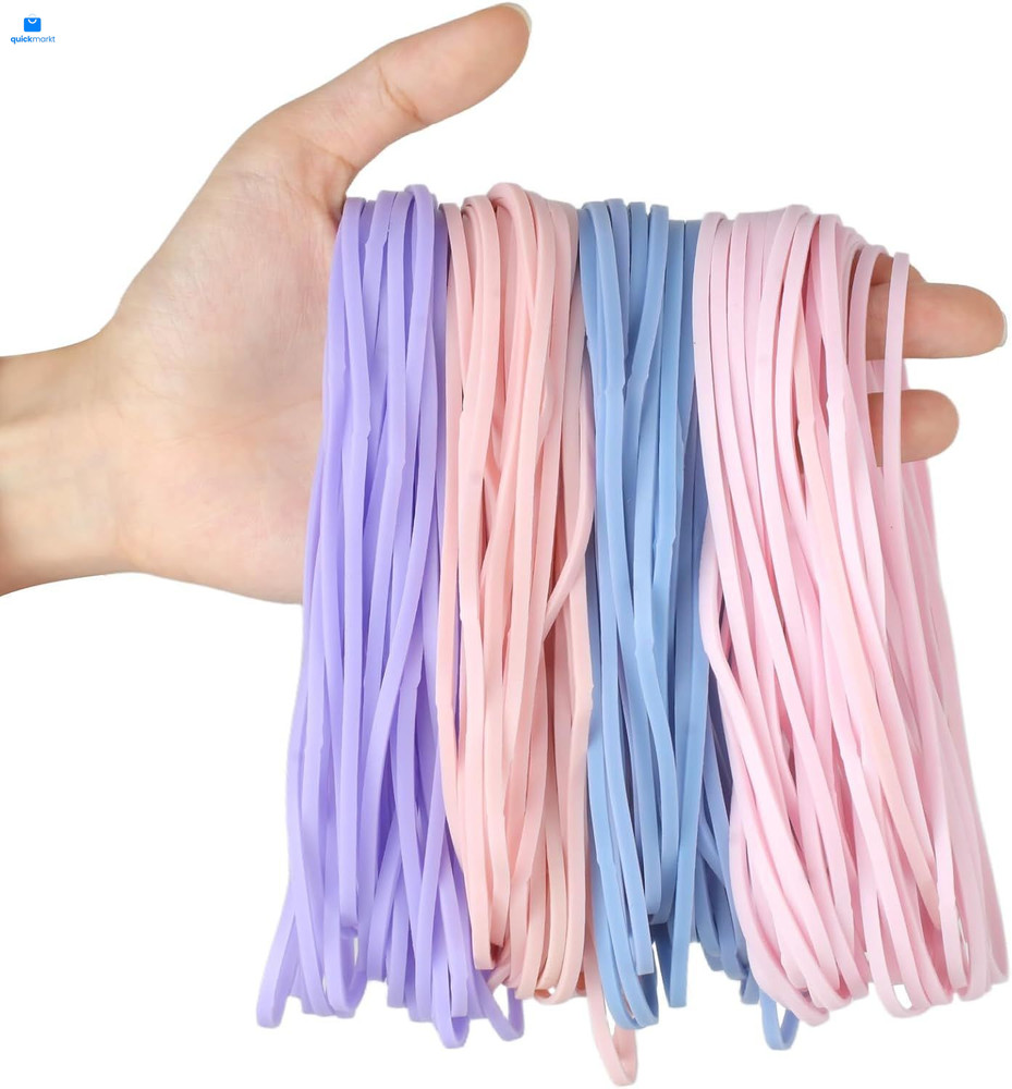 120 Pcs Long Rubber Bands, Morandi Colors, Light Pink+Pink+Blue+Purple