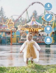 12-Pack Kids Clear Rain Ponchos with Hood, Breathable Cape-Style Disposable E…