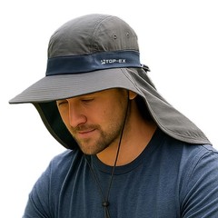 TOP-EX Cooling UV Sun Hat for Large Heads Wide Brim Large-X-Large, Dark Grey