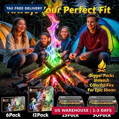 HGD (6 Pack) Magic Campfire Fire Color Changing Packets for Fire Pit, Indoor/Out
