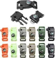 Paracord Buckle with Whistle Compass, Side Release Plastic Buckles for