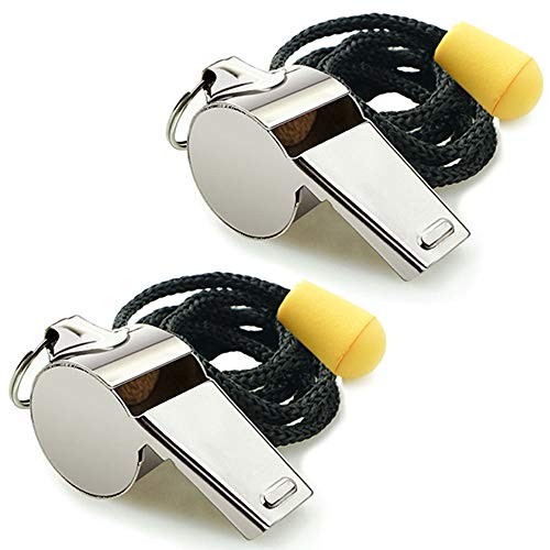 Whistle, 2 Pack Stainless Steel Sports Whistles with Silver(Stainless Steel)
