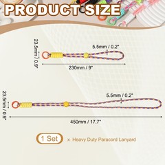 1Set Heavy Duty Paracord Keychain Lanyard for Keys , Yellow/Purple/Orange