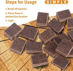 Fire Starter Squares 64, Odorless Fire Starters for Fireplace, Camping