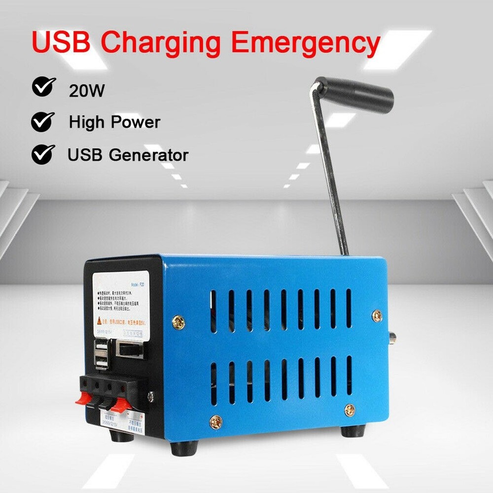 20W Hand Crank Generator Emergency Charger Camping Outdoor Survival 2000rmp/min