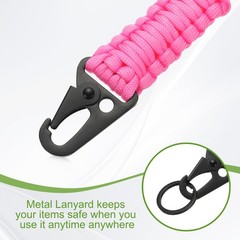 Paracord Lanyard, 550 Heavy Duty Keychain Necklace Lanyard (2 Pack, Pink)