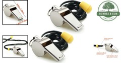 Loud Crisp Sound Stainless Steel Whistles – 2 Pack for Referees and Lifeguards