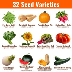 |15,000 Heirloom Seeds | 32 Types | Survival Seeds | 2026 Season | Non GMO Ve…