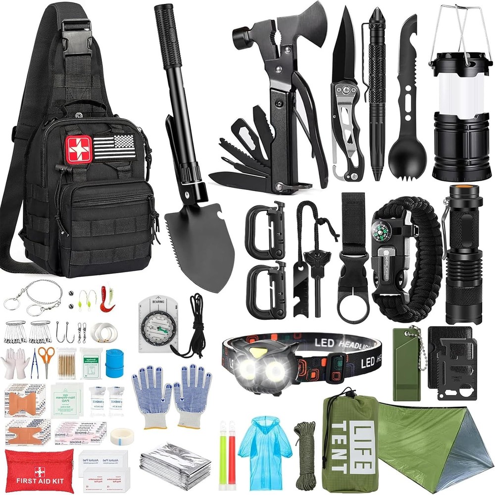 294 Pcs Survival Kit, Emergency Gear & First Aid Kit for Men Dad