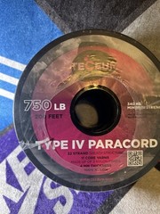 Teceum Type IV Paracord 340KG Minimum Strength 750 LB 200 Feet 100% Nylon Black