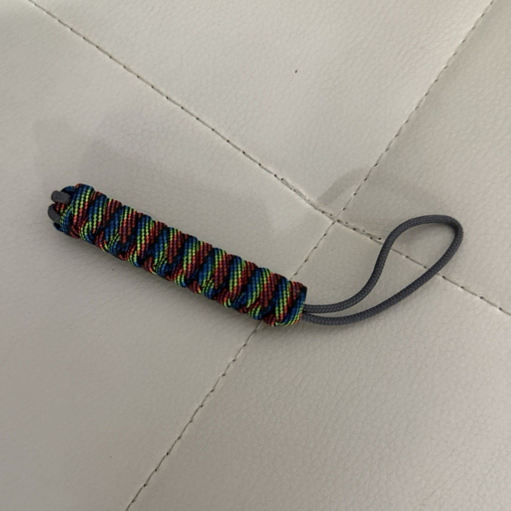 Multicolor Paracord Keychain Fob Lanyard Pull w/ Gray Loop, Lightweight 3in