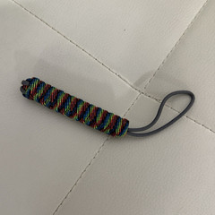 Multicolor Paracord Keychain Fob Lanyard Pull w/ Gray Loop, Lightweight 3in