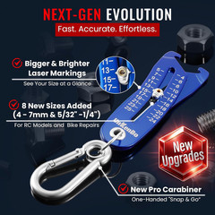 ® Gen2 Bolt Size Finder Tool Keychain – Gauge Bolts & Nuts Head SAE 5/32 to 1″ &