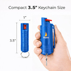 Burn 3 Pack Pepper Spray Keychain 0.5 oz Police Strength OC Blue