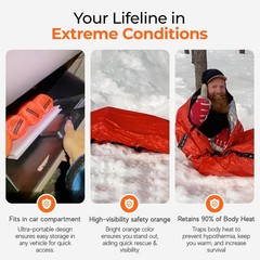 Sierra Madre Emergency Sleeping Bag – Ultralight, Pack of 2, Orange