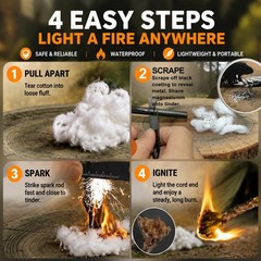 34PCS Fire Starter Survival Kit with 3 Ferro Rods & Striker Tinder 20 Waterproof