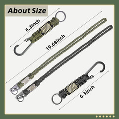 2/4PCS Heavy Duty Paracord Lanyard Keychain with USA Flag, Braided Key Lanyard f