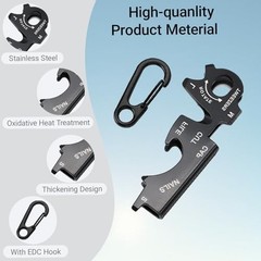 Heavy Duty Keychains with Carabiner Clip,8-in-1 Multi-Tool,EDC Black+silver