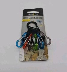 NITE IZE KeyRack Locker Keychain, 6 Locking S-Biner Clips, Black / Multicolor