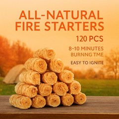 120 PCS Fire Starter – Natural Wax & Sawdust Wood Igniters for Grill, Firepla…