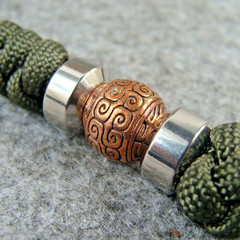Handmade 550 Paracord Knife Lanyard With Stainless Steel Beads & Red Copper Bead