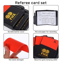 PFLYPF Football Referee Card Set, with 2 Black Whistles, Durable Red…
