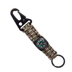 Tactical Paracord Keychain Compass Carabiner Survival Outdoor Backpack Hook