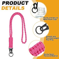 2Pcs Heavy Duty Braided Paracord Lanyard, Pink/Red