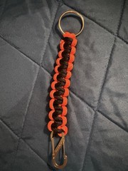 Orange/Black Paracord Keychain w/ Carabiner Clip Keyring Nylon 6in Camping