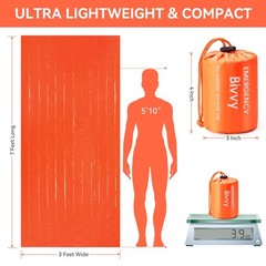 Esky Emergency Sleeping Bag, 2 Pack Survival Bag 2 Pack, Orange – 2