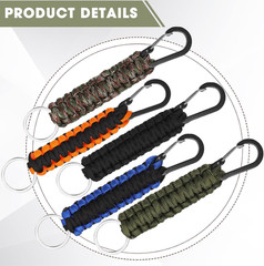20 Pcs Paracord Keychain Military Braided Keychain Clip with Strap Paracord Back