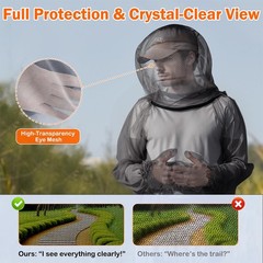 Mosquito Jacket with Hood + Mitts Anti-Bug Netting Clothing Fr Fishing Gardening