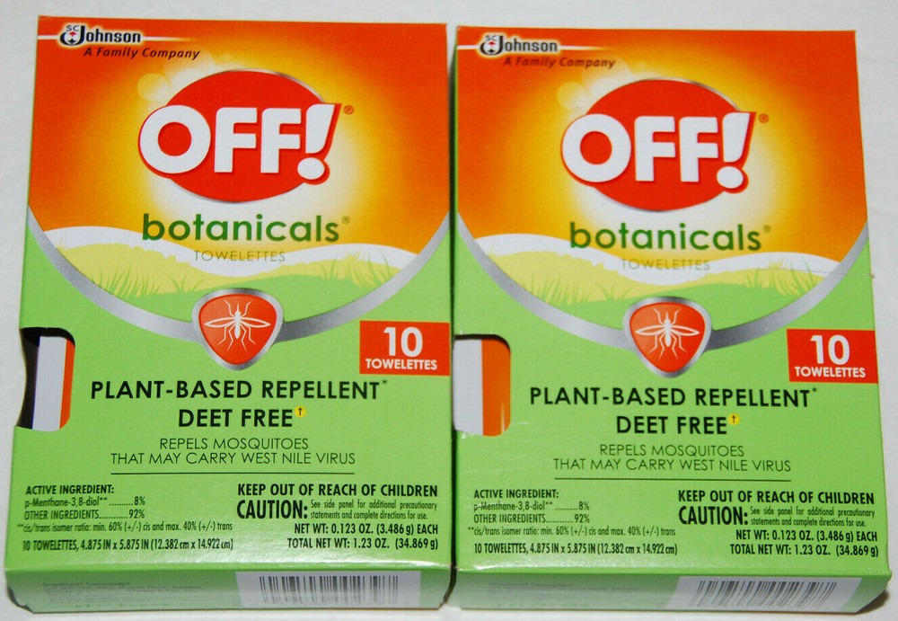 OFF! Botanicals 10 Towelettes Plant Based Repellent Mosquito Lot of 2 NEW
