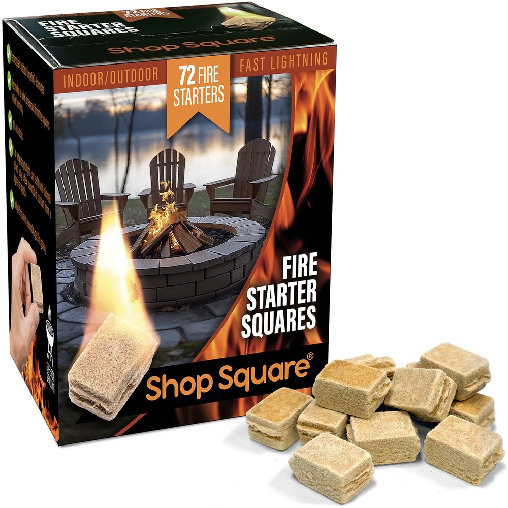Fire Starter Squares (72 Pack) – Starters for 72 Squares, Brown