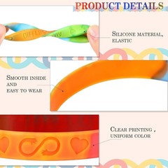 68 PCSAutism Awareness Support Wristbands Rainbow Color Awareness Bracelets Lot