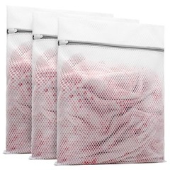 Muchfun 3Pcs Durable Honeycomb Mesh Laundry Bags for Delicates 3 Large, White