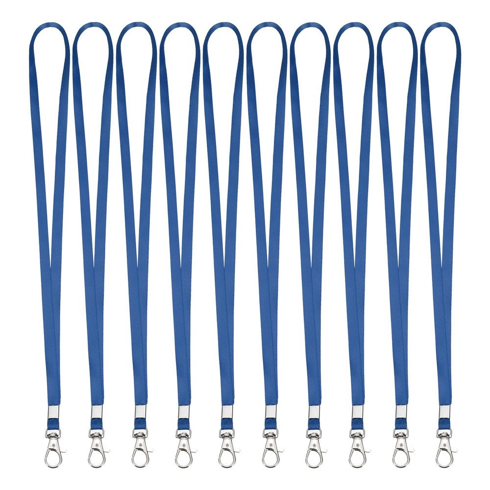 10Pcs 16.9″ Polyester Flat Lanyard with Lobster Clasp for , Navy