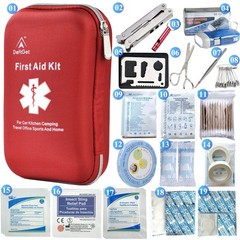 deftget 163 Pieces First Aid Kit Waterproof IFAK Molle System Ligth Red