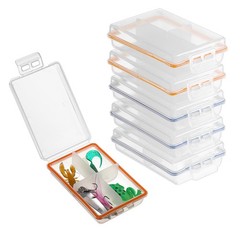 JUXYES Pack of 6 Plastic Small Fishing Tackle Box 6 Pack, transparent