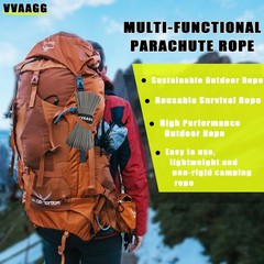 VVAAGG 1000 Paracord Rope 200FT, 4mm Utility Parachute Cord Heavy Gray