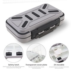 OriGlam Fishing Tackle Storage Box, Double 6.5 x 3.66 x 1.77 inches, Gray