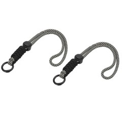 2Pcs Paracord Lanyard Keychain with Spring Ring, Wavy Design, Black, Grey