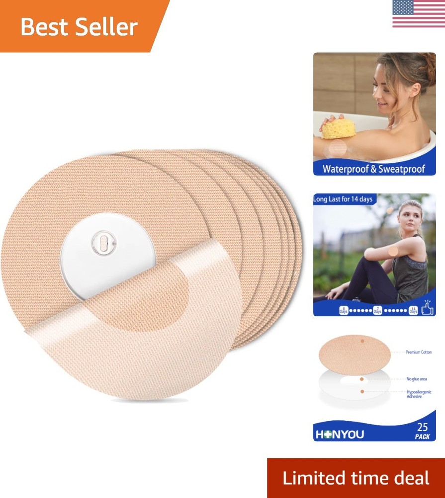 Hypoallergenic 14-Day Adhesive Patches for Libre 3 Sensor – 25 Pack Beige