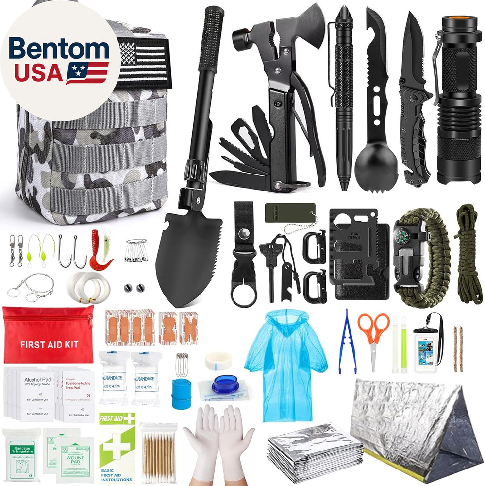 Survival Kit, 251 Pcs Survival Gear First Aid Kit with Molle System Compatible B