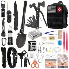 Emergency Survival Prepper Kit First Aid Bug out Military 194 Pieces Set -BLACK