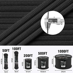 Paracord Rope 550 lb – 100ft 5/32″ Parachute Cord 4MM 7-Strand para Cord – Heavy