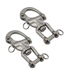 Pair 2-3/4in(70mm) Jaw Swivel Snap Shackle 316 Stainless Steel for Sailboat S…