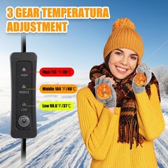 JaGely 2 Pairs USB Heated Gloves Fingerless Winter One Size, Gray and White