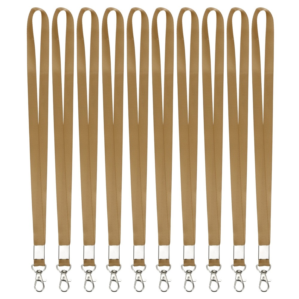 10Pcs 16.9″ Polyester Flat Lanyard with Lobster Clasp for Keys, Champagne