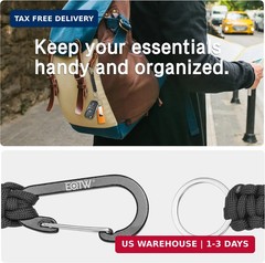 Paracord Keychain Carabiner Key Chain Lanyard Braided with Aluminum Clip D
